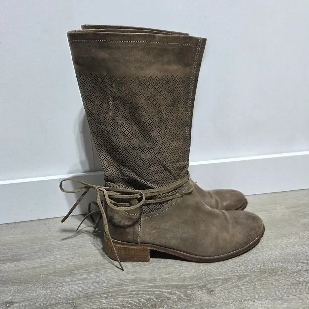 Danielle Brown Vero Cuoio Leather Boots Size 40 US 9.5 - Picture 3 of 7